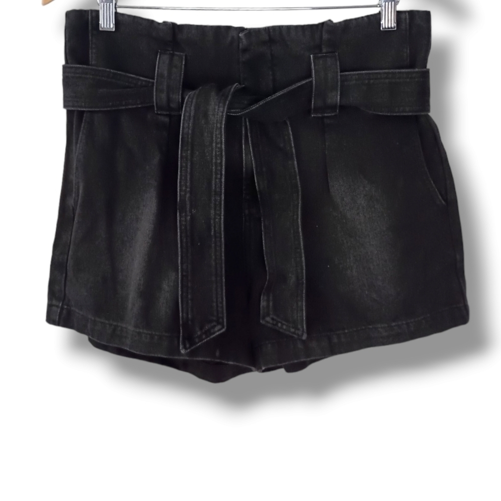NWOT Pistola Black Denim Paperbag Shorts - Picture 2 of 5